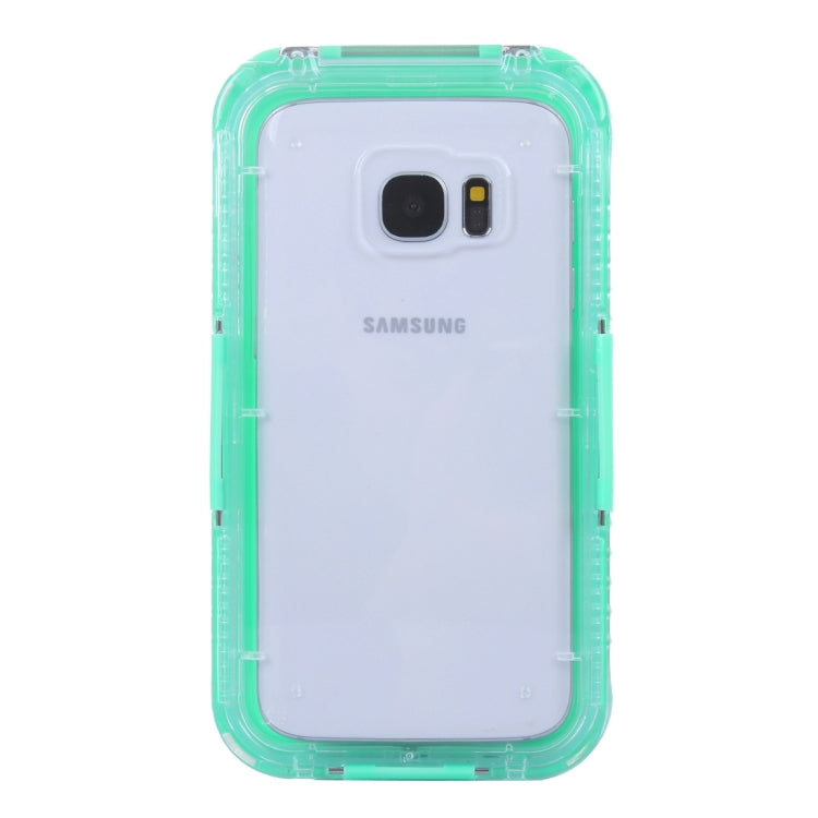 For Galaxy S7 Edge / G935 IPX8 Plastic + Silicone Transparent Waterproof Protective Case with Lanyard