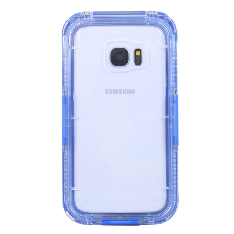 For Galaxy S7 Edge / G935 IPX8 Plastic + Silicone Transparent Waterproof Protective Case with Lanyard