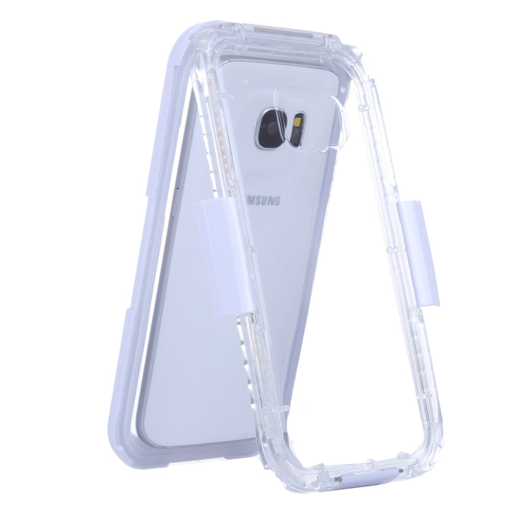 For Galaxy S7 Edge / G935 IPX8 Plastic + Silicone Transparent Waterproof Protective Case with Lanyard
