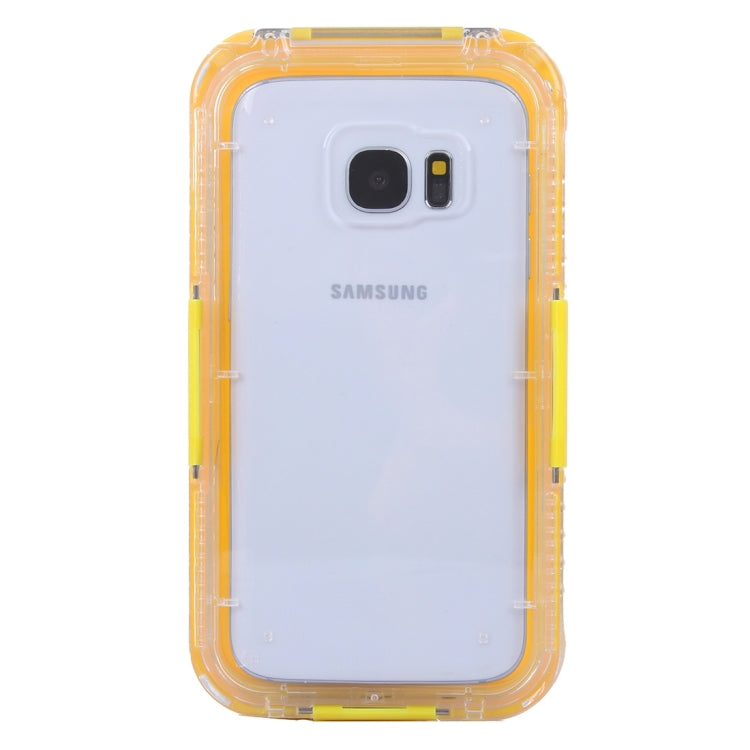 For Galaxy S7 Edge / G935 IPX8 Plastic + Silicone Transparent Waterproof Protective Case with Lanyard