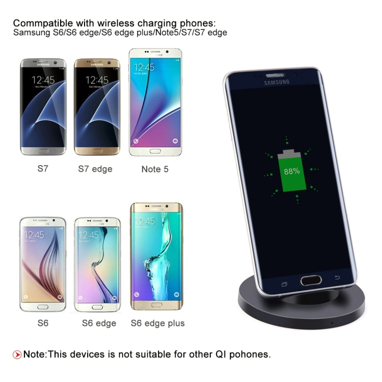 Itian A2-5W Qi Standard Wireless Stand Charger, For iPhone 8 / 8 Plus / X &  Galaxy S7 Edge / S7 / S6 / S6 edge / S6 edge + / Note 5(Black)