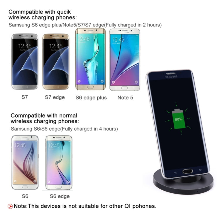 Itian A2-10W Qi Standard Wireless Stand Charger, For iPhone 8 / 8 Plus / X &  Galaxy S7 Edge / S7 / S6 / S6 edge / S6 edge + / Note 5(Black)