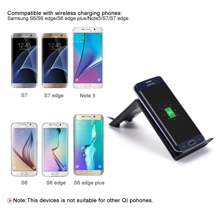 Itian A6-5W Qi Standard Wireless Stand Charger , For iPhone 8 / 8 Plus / X &  Galaxy S7 Edge / S7 / S6 / S6 edge / S6 edge + / Note 5(Black)