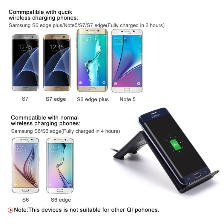 Itian A6-10W Qi Standard Wireless Stand Charger, For iPhone 8 / 8 Plus / X &  Galaxy S7 Edge / S7 / S6 / S6 edge / S6 edge + / Note 5(Black)