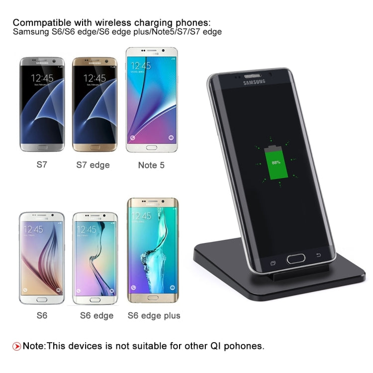 Itian A15-5W Qi Standard Wireless Stand Charger  for iPhone 8 / 8 Plus / X &  Galaxy S7 Edge / S7 / S6 / S6 edge / S6 edge + / Note 5(Black)