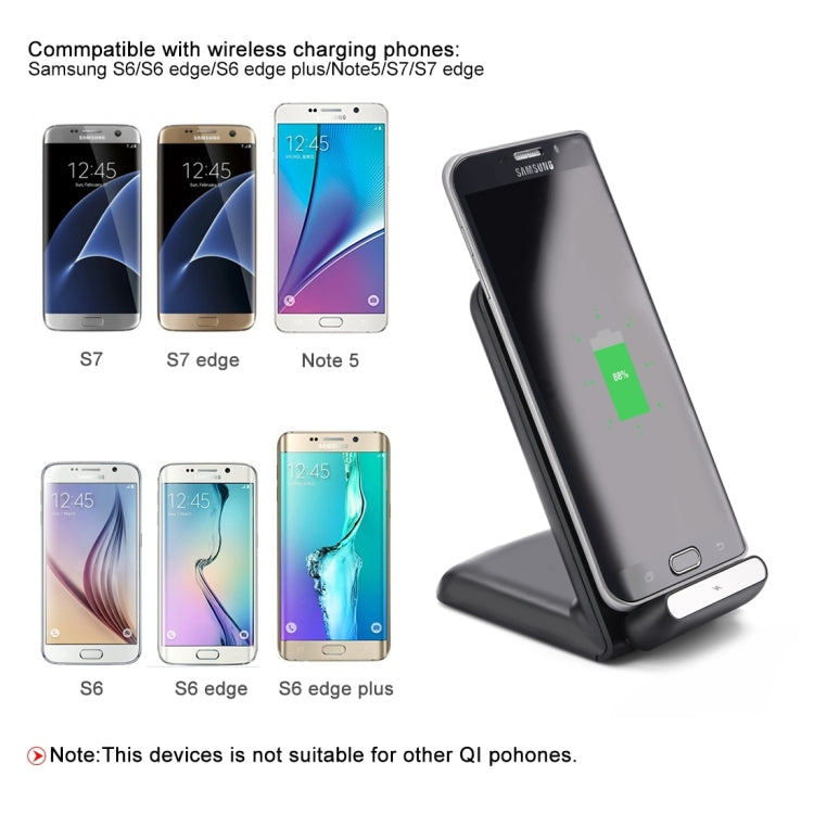 Itian A18-5W Qi Standard Wireless Stand Charger, For iPhone 8 / 8 Plus / X &  Galaxy S7 Edge / S7 / S6 / S6 edge / S6 edge + / Note 5(Black)