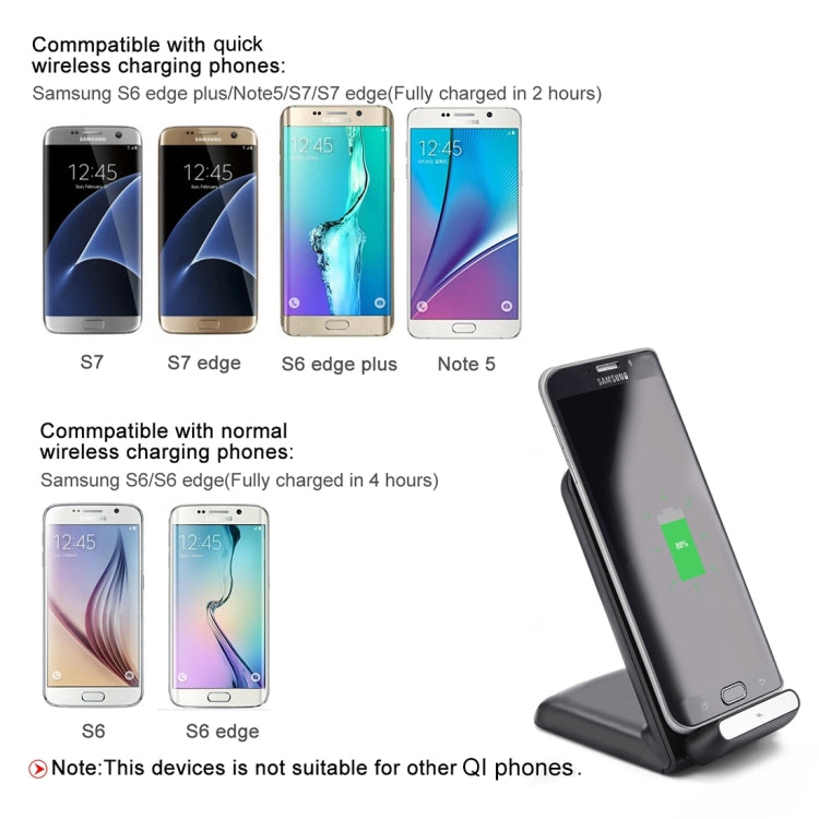 Itian A18-10W Qi Standard Wireless Stand Charger, For iPhone 8 / 8 Plus / X &  Galaxy S7 Edge / S7 / S6 / S6 edge / S6 edge + / Note 5(Black)