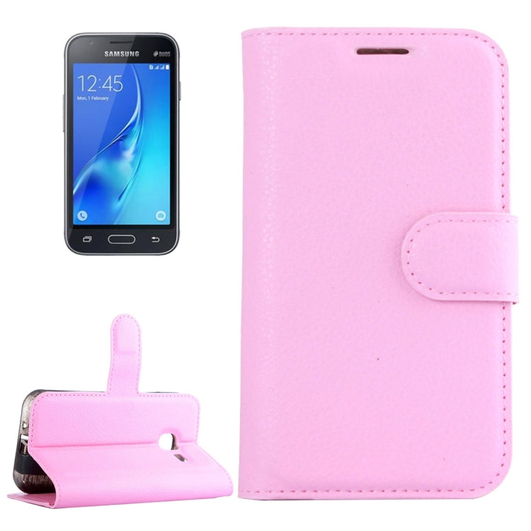 For Galaxy J1 Mini / J105 Litchi Texture Horizontal Flip Leather Case with Holder & Card Slots & Wallet