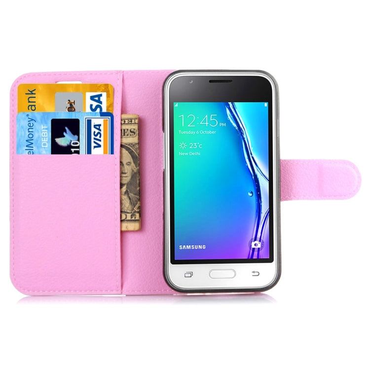 For Galaxy J1 Mini / J105 Litchi Texture Horizontal Flip Leather Case with Holder & Card Slots & Wallet