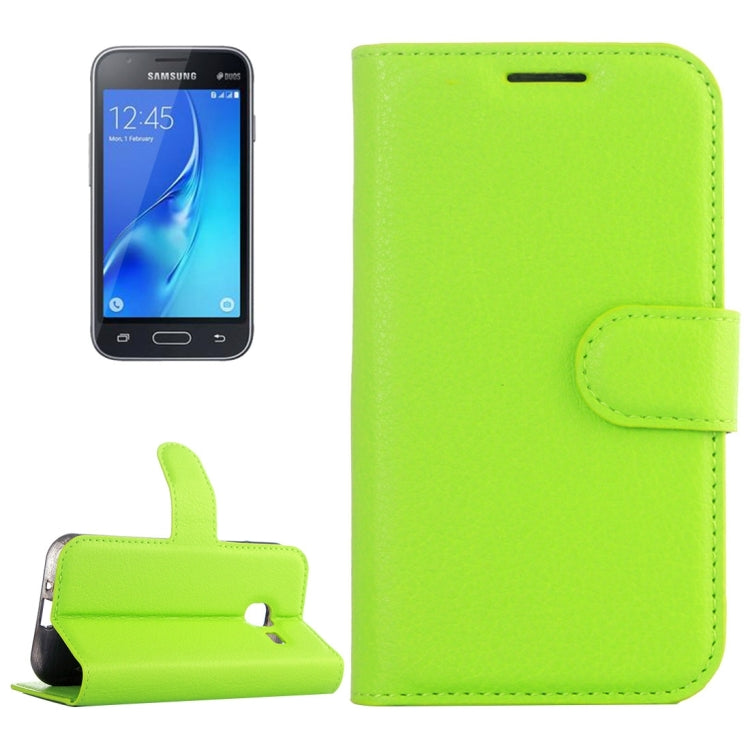 For Galaxy J1 Mini / J105 Litchi Texture Horizontal Flip Leather Case with Holder & Card Slots & Wallet