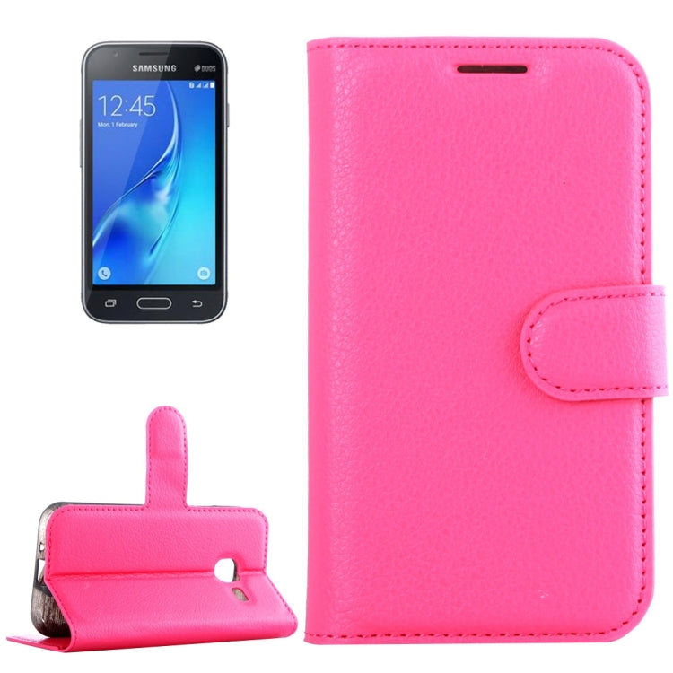 For Galaxy J1 Mini / J105 Litchi Texture Horizontal Flip Leather Case with Holder & Card Slots & Wallet