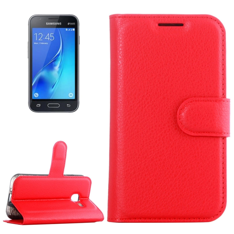 For Galaxy J1 Mini / J105 Litchi Texture Horizontal Flip Leather Case with Holder & Card Slots & Wallet