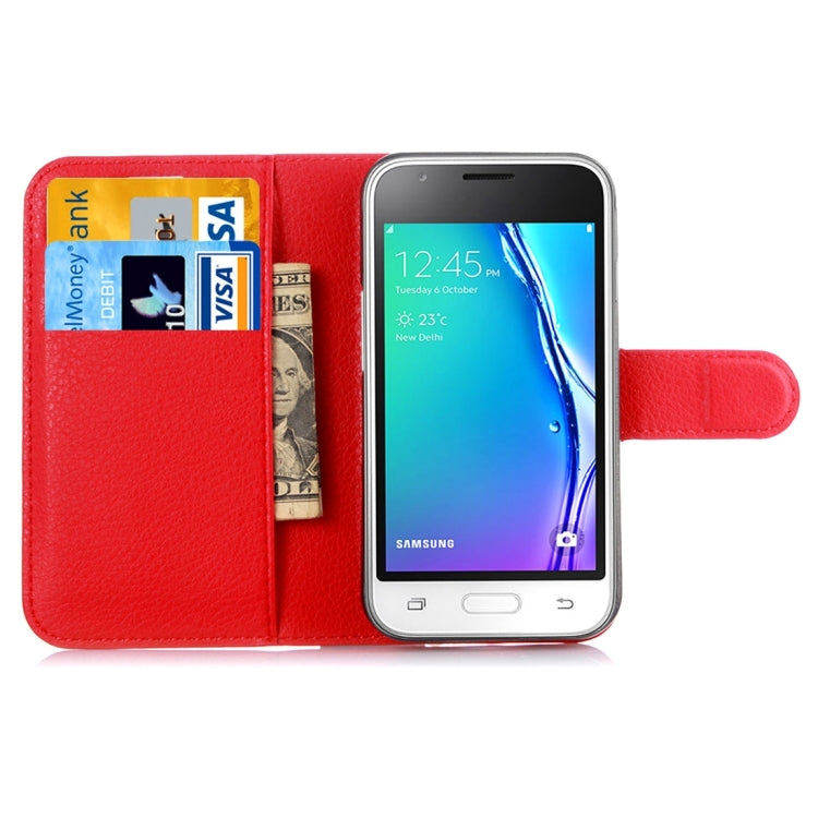 For Galaxy J1 Mini / J105 Litchi Texture Horizontal Flip Leather Case with Holder & Card Slots & Wallet
