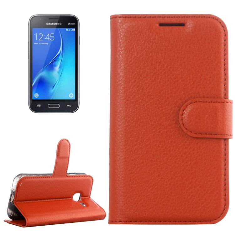 For Galaxy J1 Mini / J105 Litchi Texture Horizontal Flip Leather Case with Holder & Card Slots & Wallet