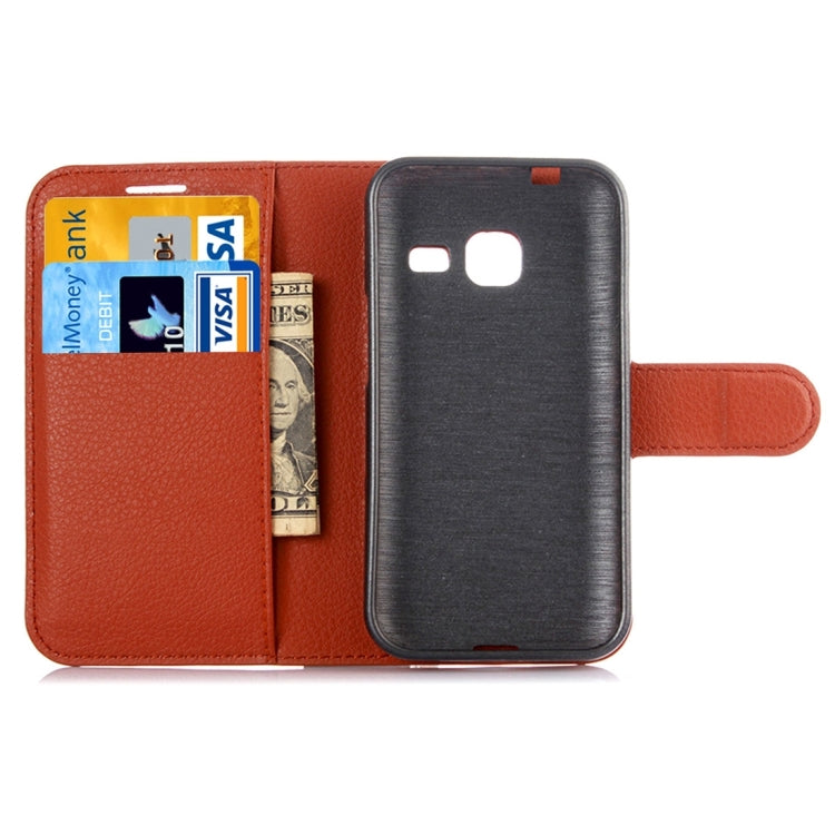 For Galaxy J1 Mini / J105 Litchi Texture Horizontal Flip Leather Case with Holder & Card Slots & Wallet