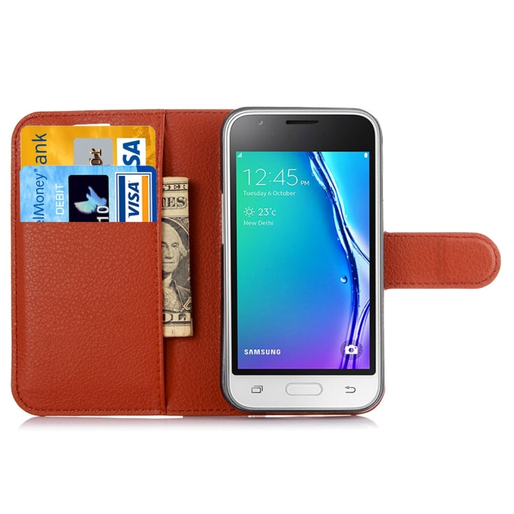 For Galaxy J1 Mini / J105 Litchi Texture Horizontal Flip Leather Case with Holder & Card Slots & Wallet