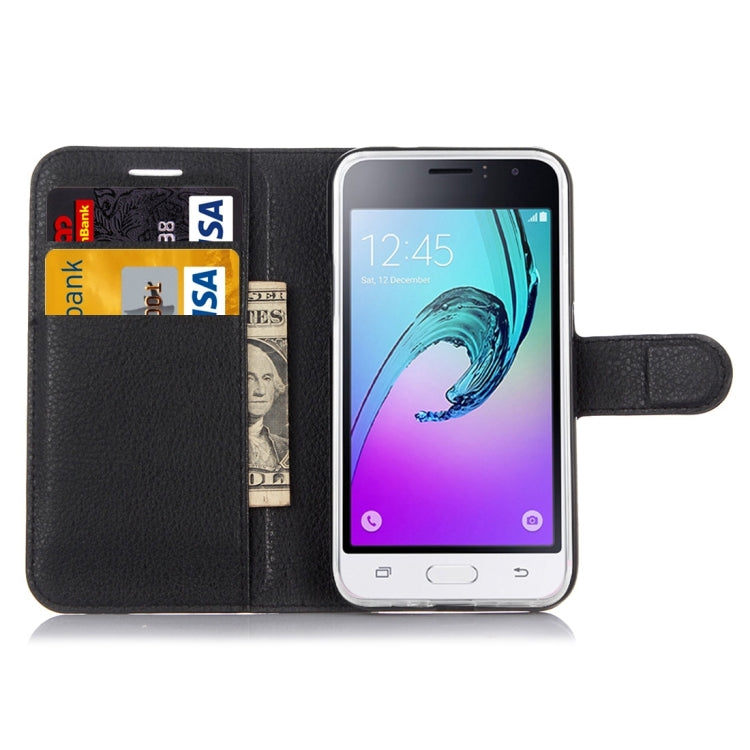 For Galaxy J1 (2016) / J120 Litchi Texture Horizontal Flip Leather Case with Holder & Card Slots & Wallet