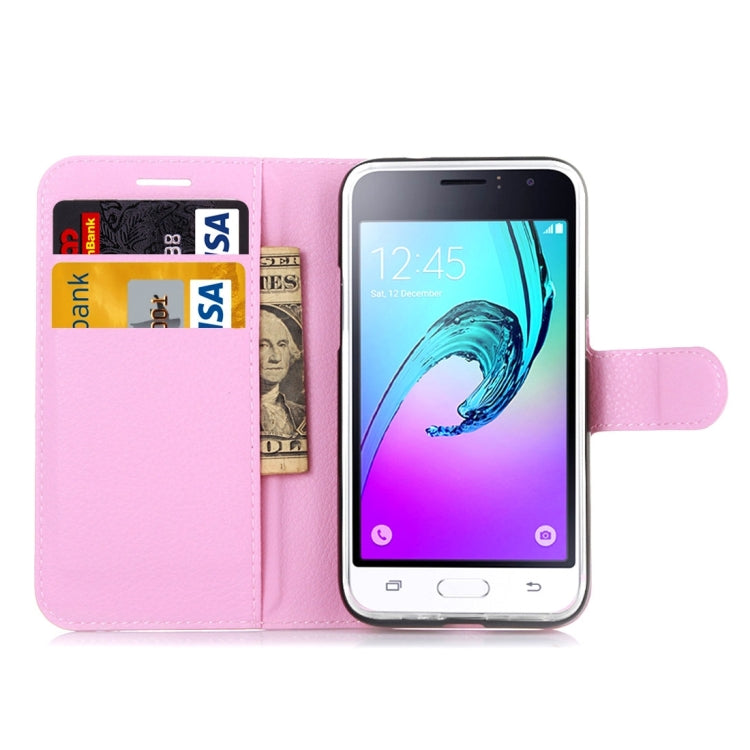 For Galaxy J1 (2016) / J120 Litchi Texture Horizontal Flip Leather Case with Holder & Card Slots & Wallet