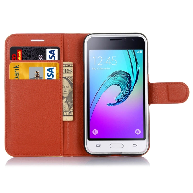For Galaxy J1 (2016) / J120 Litchi Texture Horizontal Flip Leather Case with Holder & Card Slots & Wallet