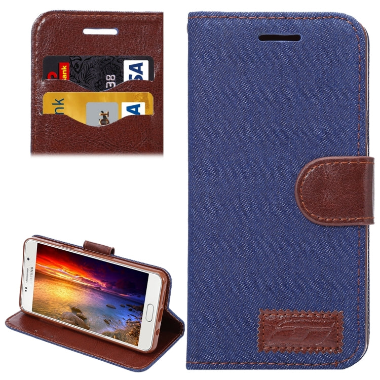 For Galaxy A5(2016) / A510 Jeans Horizontal Flip Leather Case with Holder & Card Slots