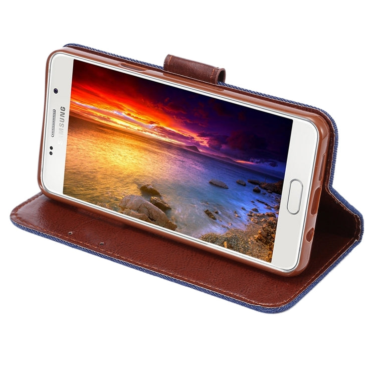 For Galaxy A5(2016) / A510 Jeans Horizontal Flip Leather Case with Holder & Card Slots