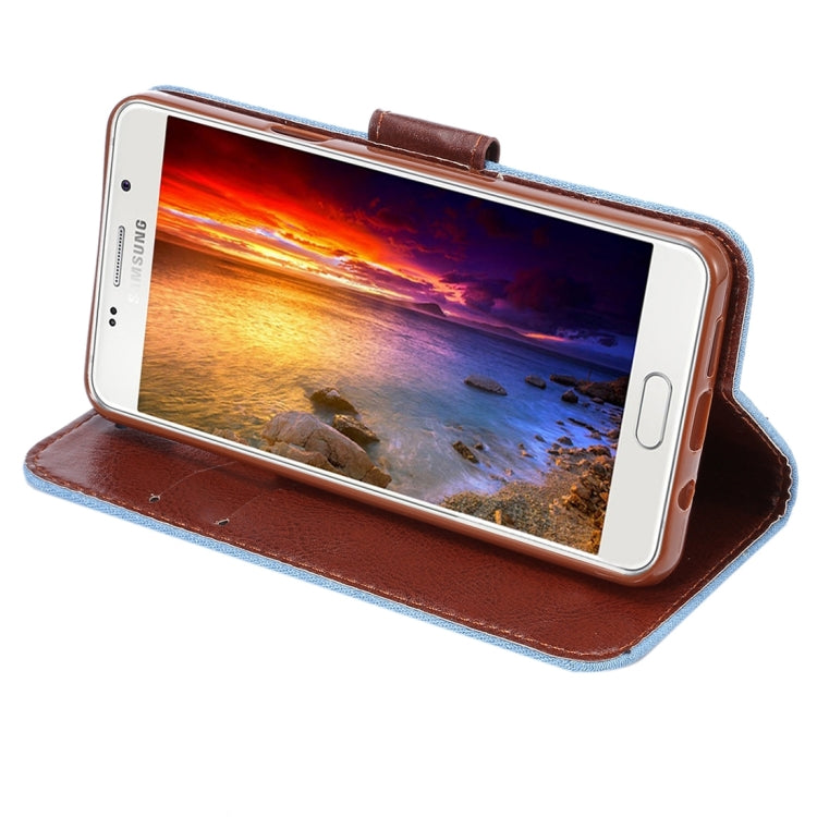 For Galaxy A5(2016) / A510 Jeans Horizontal Flip Leather Case with Holder & Card Slots