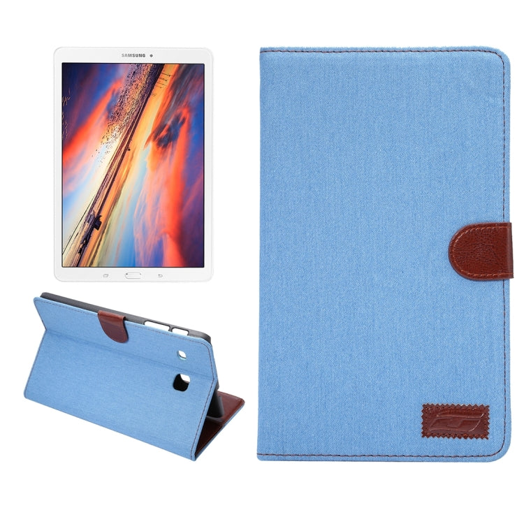 Jeans Horizontal Flip Leather Case with Holder & Card Slot & Wallet & Sleep / Wake-up Function for Galaxy Tab E 8.0 / T377V(Blue)