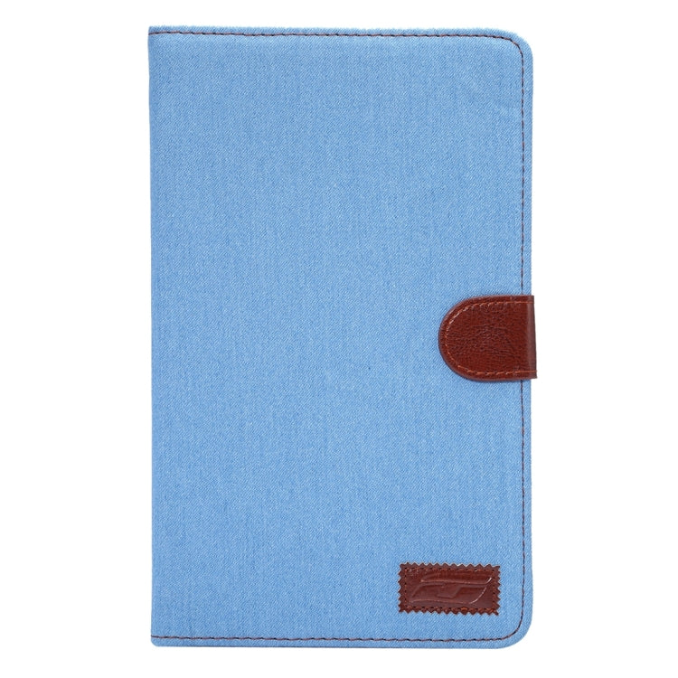 Jeans Horizontal Flip Leather Case with Holder & Card Slot & Wallet & Sleep / Wake-up Function for Galaxy Tab E 8.0 / T377V(Blue)