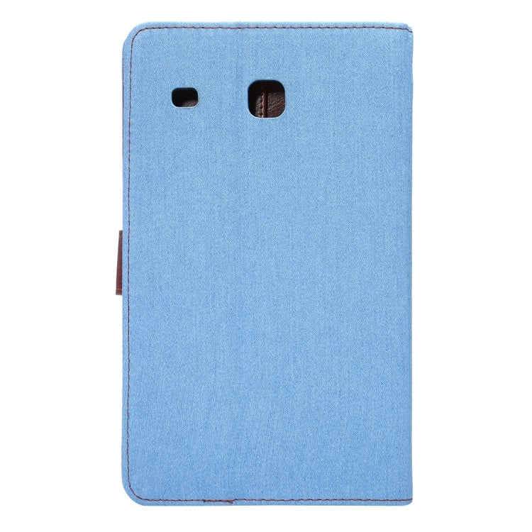 Jeans Horizontal Flip Leather Case with Holder & Card Slot & Wallet & Sleep / Wake-up Function for Galaxy Tab E 8.0 / T377V(Blue)