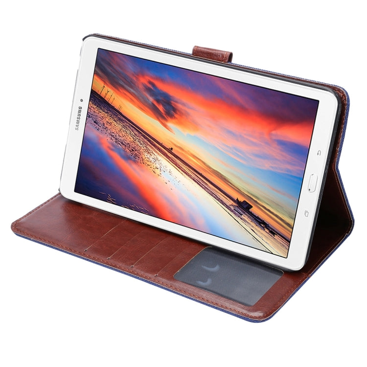 Jeans Horizontal Flip Leather Case with Holder & Card Slot & Wallet & Sleep / Wake-up Function for Galaxy Tab E 8.0 / T377V(Blue)