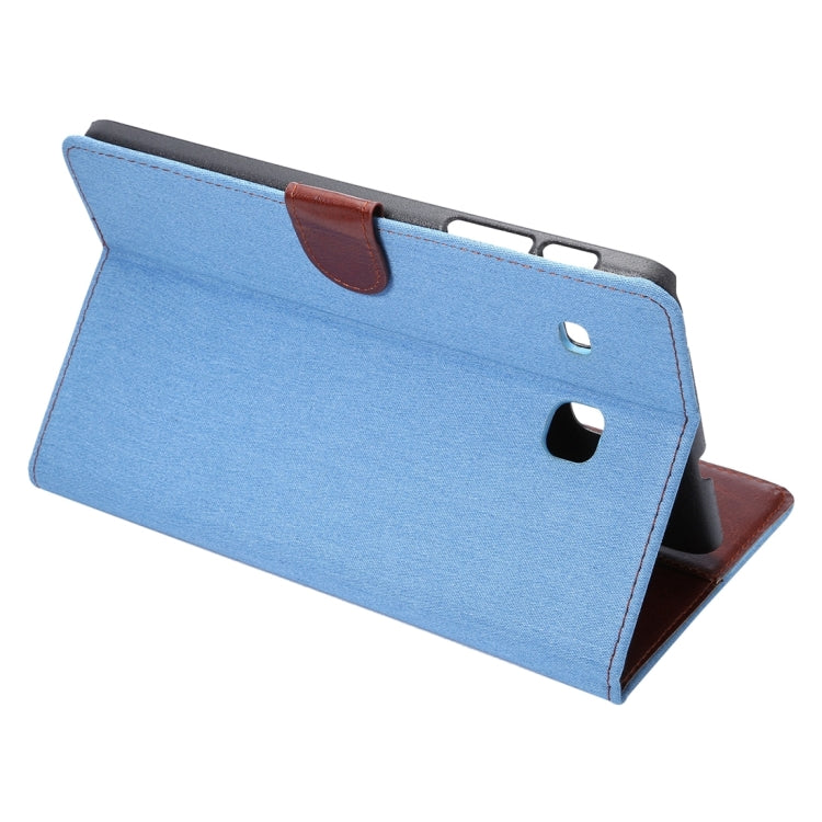 Jeans Horizontal Flip Leather Case with Holder & Card Slot & Wallet & Sleep / Wake-up Function for Galaxy Tab E 8.0 / T377V(Blue)