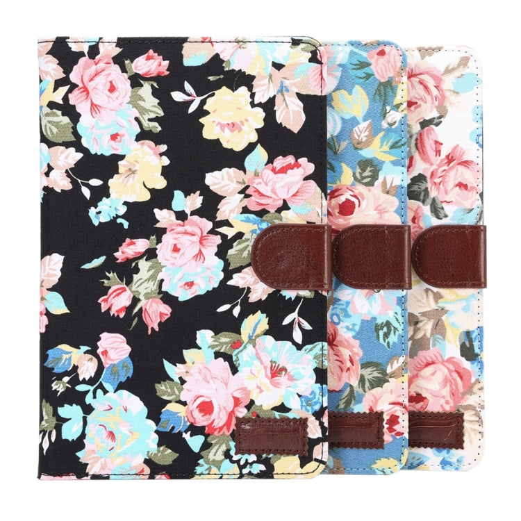 Flower Pattern Cloth Surface Horizontal Flip Leather Case with Holder & Card Slot & Wallet & Sleep / Wake-up Function for Galaxy Tab E 8.0 / T377V(Black)