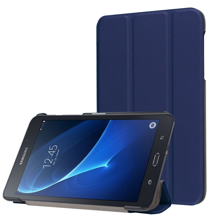 Custer Texture Horizontal Flip Solid Color Leather Case with Three-folding Holder for Galaxy Tab A 7.0 2016 / T280N