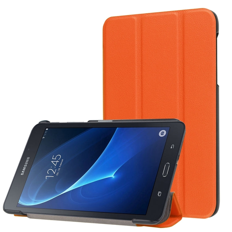 Custer Texture Horizontal Flip Solid Color Leather Case with Three-folding Holder for Galaxy Tab A 7.0 2016 / T280N