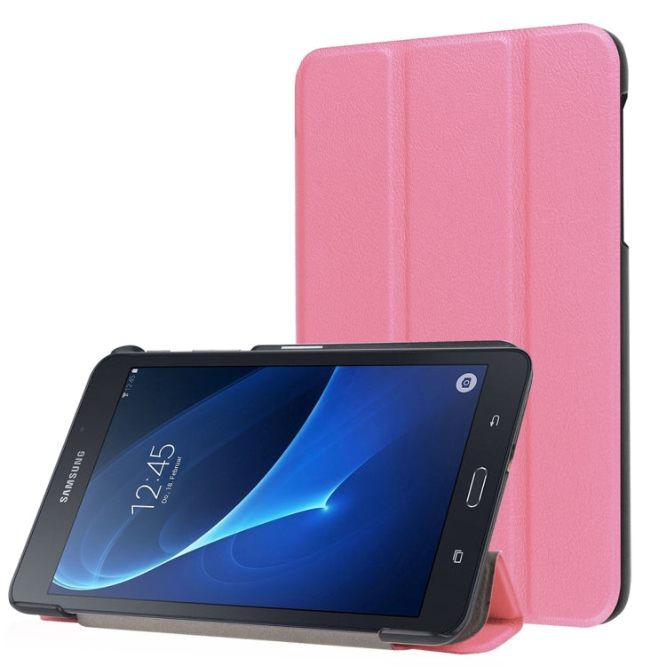 Custer Texture Horizontal Flip Solid Color Leather Case with Three-folding Holder for Galaxy Tab A 7.0 2016 / T280N