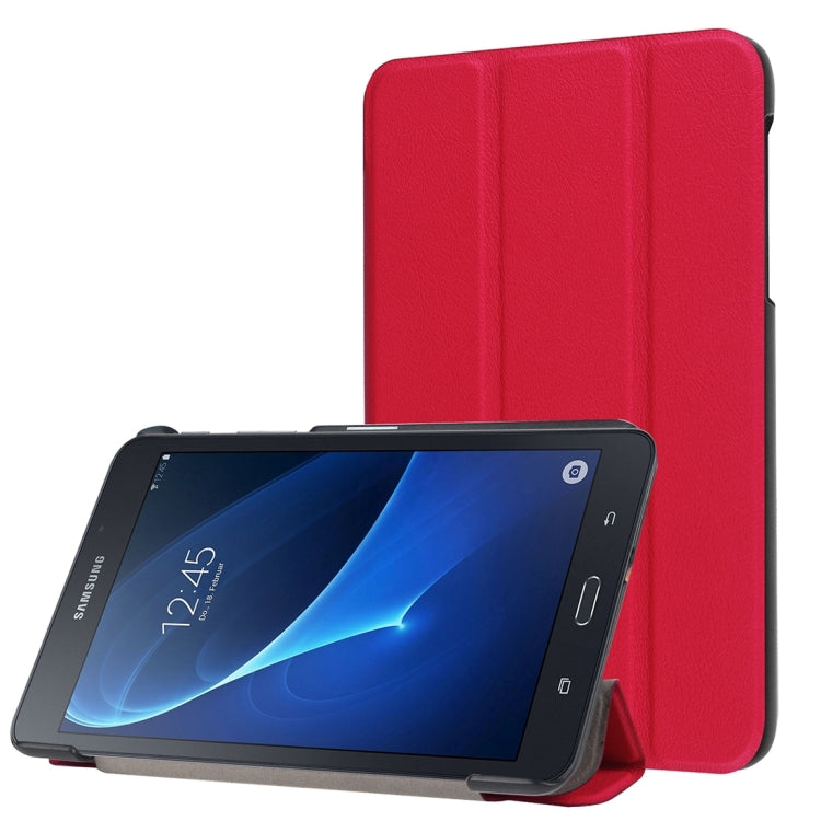 Custer Texture Horizontal Flip Solid Color Leather Case with Three-folding Holder for Galaxy Tab A 7.0 2016 / T280N