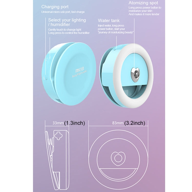 RK18 Mini and Portable 3 Levels of Brightness Heart Shape Beauty Fill Light Moisturizer with 32 LED Light, For iPhone, Galaxy, Huawei, Xiaomi, LG, HTC and Other Smart Phones
