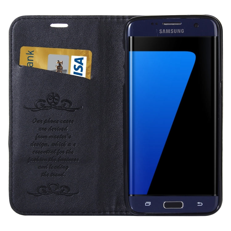 For Galaxy S7 Edge / G935 No Buckle and Magnetic Suction of Lambskin Texture Horizontal Flip Leather Case with Holder & Card Slots
