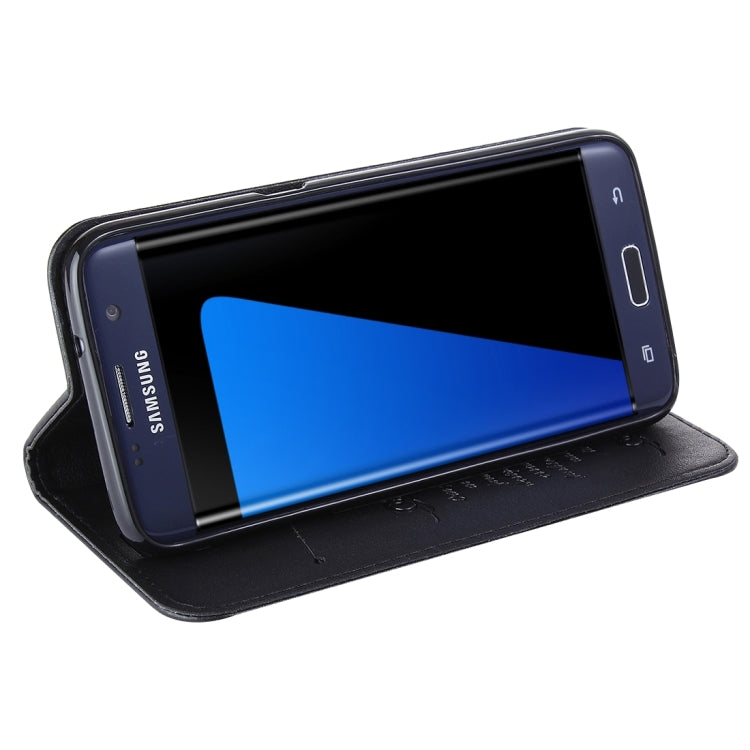 For Galaxy S7 Edge / G935 No Buckle and Magnetic Suction of Lambskin Texture Horizontal Flip Leather Case with Holder & Card Slots