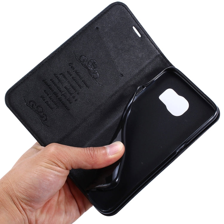 For Galaxy S7 Edge / G935 No Buckle and Magnetic Suction of Lambskin Texture Horizontal Flip Leather Case with Holder & Card Slots