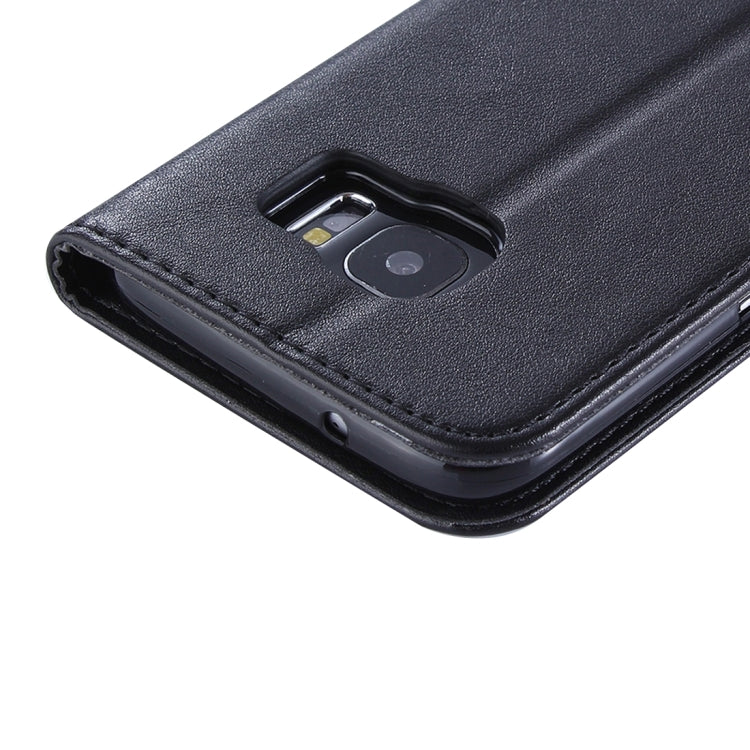 For Galaxy S7 Edge / G935 No Buckle and Magnetic Suction of Lambskin Texture Horizontal Flip Leather Case with Holder & Card Slots