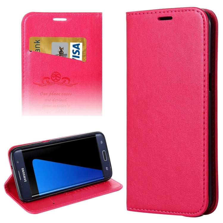 For Galaxy S7 Edge / G935 No Buckle and Magnetic Suction of Lambskin Texture Horizontal Flip Leather Case with Holder & Card Slots