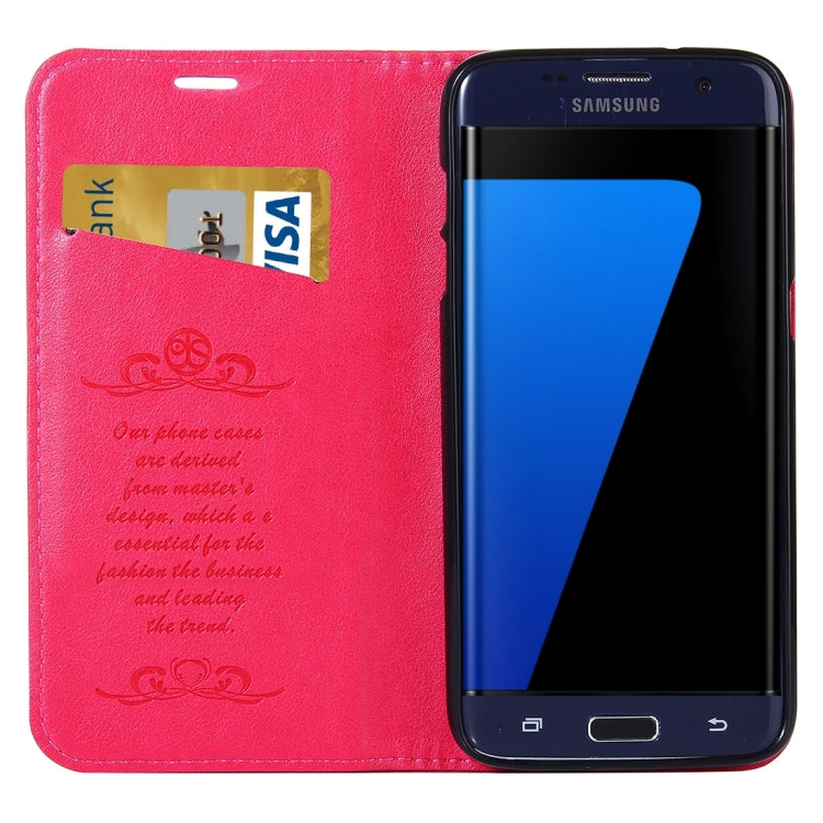 For Galaxy S7 Edge / G935 No Buckle and Magnetic Suction of Lambskin Texture Horizontal Flip Leather Case with Holder & Card Slots