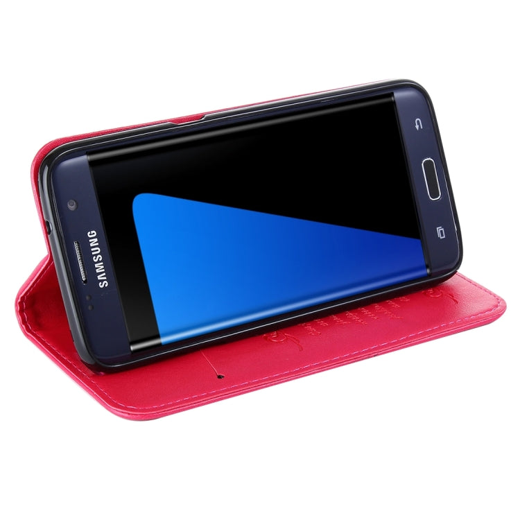 For Galaxy S7 Edge / G935 No Buckle and Magnetic Suction of Lambskin Texture Horizontal Flip Leather Case with Holder & Card Slots
