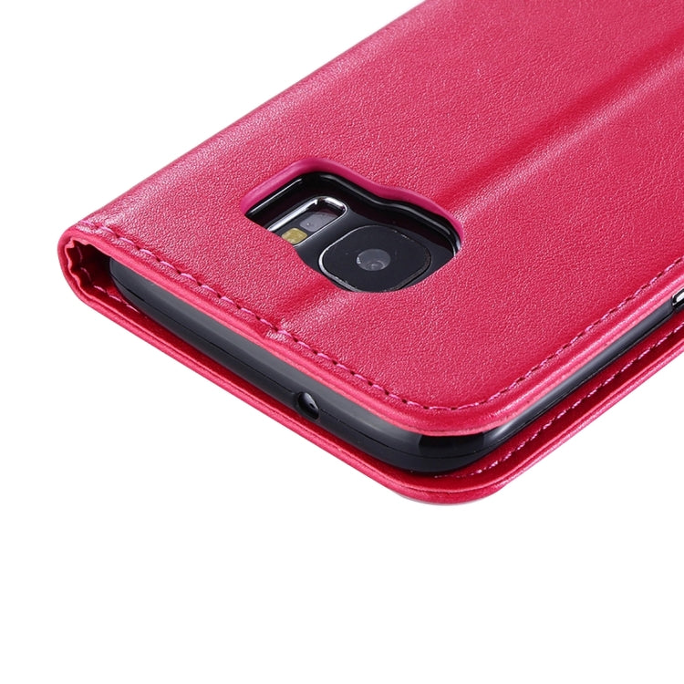 For Galaxy S7 Edge / G935 No Buckle and Magnetic Suction of Lambskin Texture Horizontal Flip Leather Case with Holder & Card Slots