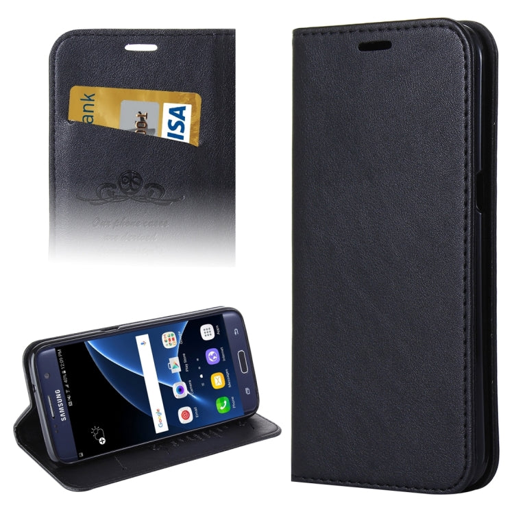 For Galaxy S7 / G930 No Buckle and Magnetic Suction of Lambskin Texture Horizontal Flip Leather Case with Holder & Card Slots