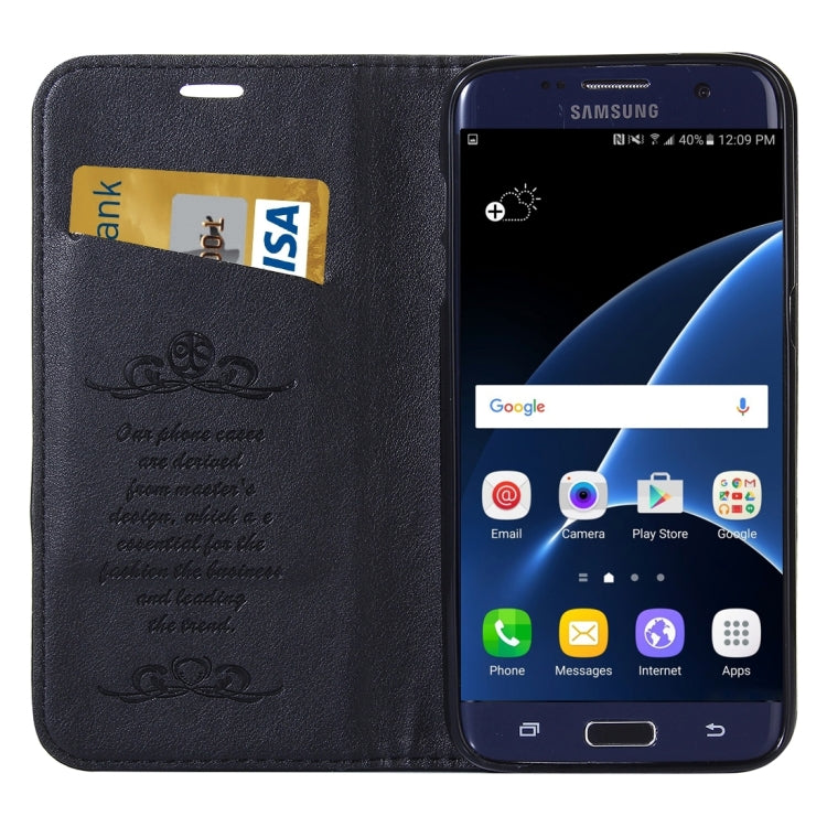 For Galaxy S7 / G930 No Buckle and Magnetic Suction of Lambskin Texture Horizontal Flip Leather Case with Holder & Card Slots