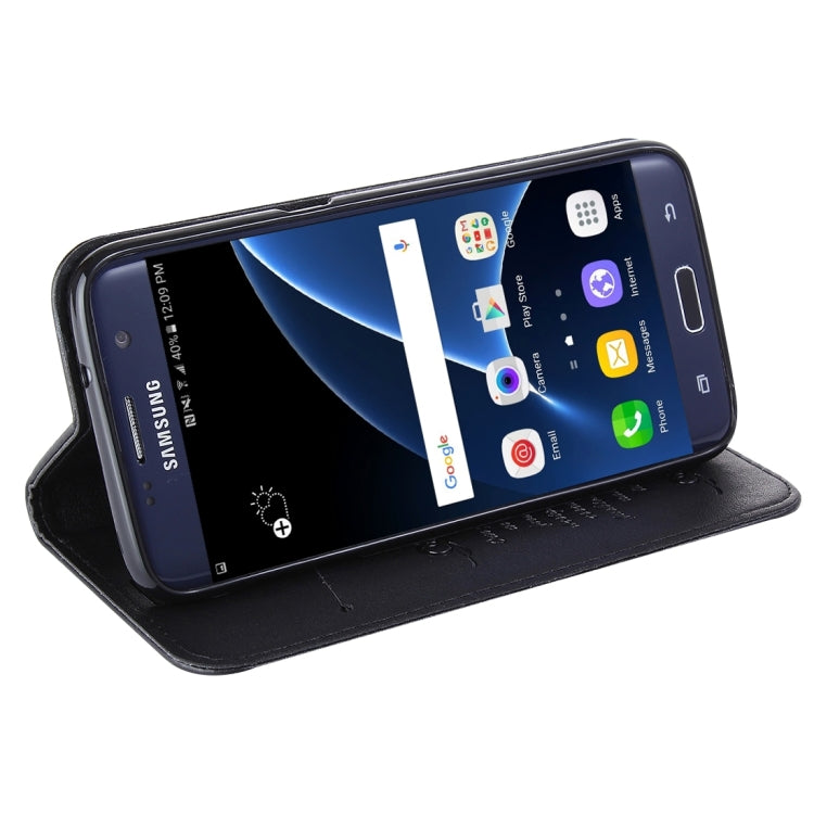 For Galaxy S7 / G930 No Buckle and Magnetic Suction of Lambskin Texture Horizontal Flip Leather Case with Holder & Card Slots