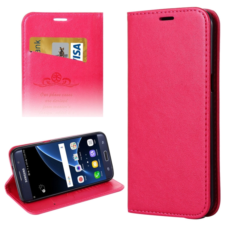 For Galaxy S7 / G930 No Buckle and Magnetic Suction of Lambskin Texture Horizontal Flip Leather Case with Holder & Card Slots