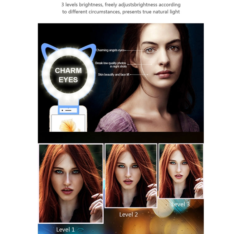 RK13 Anchor Live Broadcast Cute Artifact Cat Ears Shape 3 Levels of Brightness Beauty Fill Light with 36 LED Light, For iPhone, Galaxy, Huawei, Xiaomi, LG, HTC and Other Smart Phones